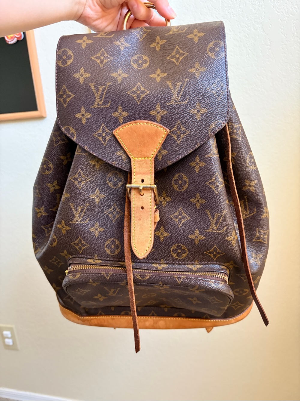 Authentic Louis Vuitton Monogram Canvas Brown Backpack Montsouris GM
